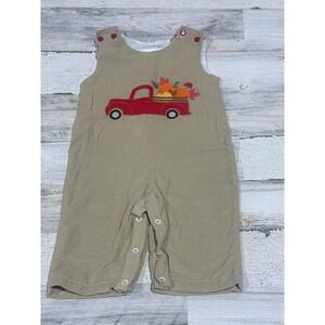 Lil Cactus Romper Jon Jon Kids 12-18M Tan Pumpkin Truck Corduroy EUC